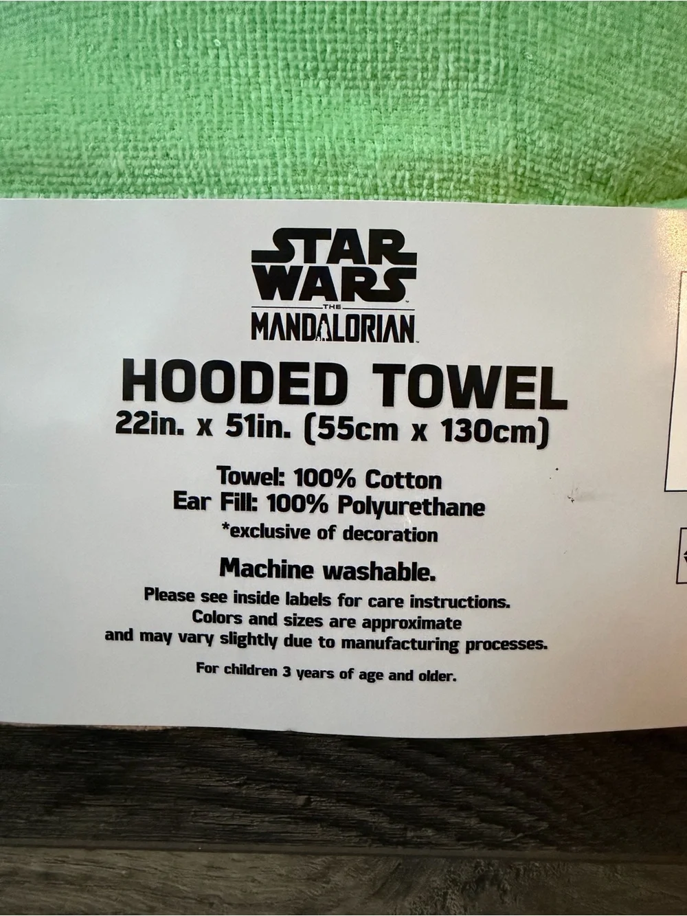 Disney Star Wars Grogu Hooded Towel - Light Green